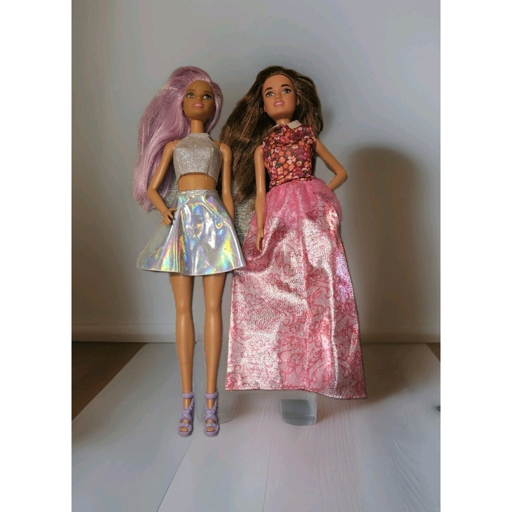Barbie Pop Star You Can Be Anything & Princess Doll Pink Skirt Missing Accessory